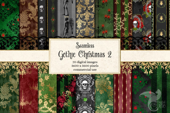 Gothic Christmas Digital Paper Set 2: A Fusion of Elegance and Dark Romance