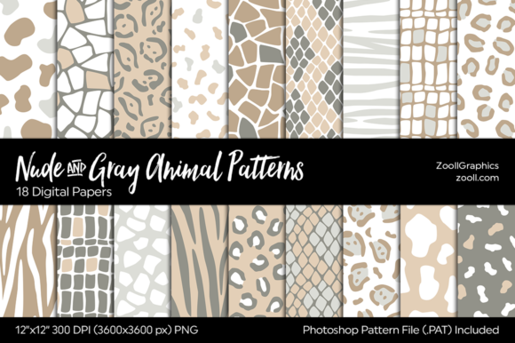 Nude and Gray Animals Digital Papers: A Versatile Design Resource for Creative Projects