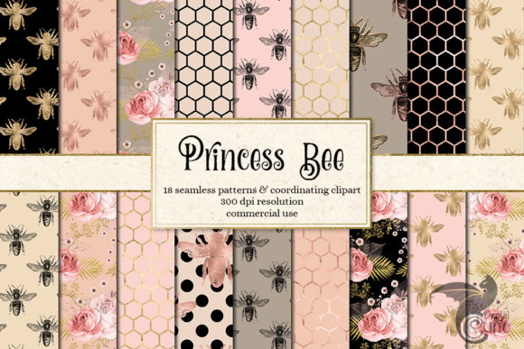 Princess Bee Digital Paper: A Beautiful Blend of Vintage and Modern Design