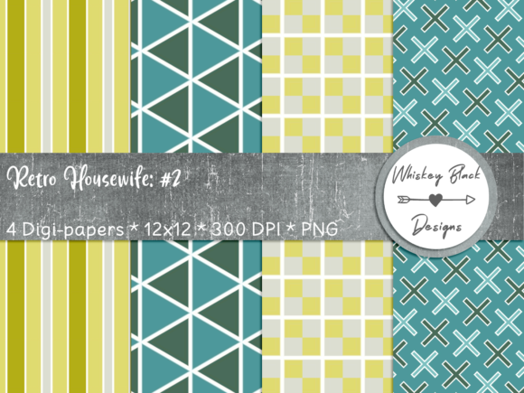 Retro Green Blue Yellow Geometric Paper