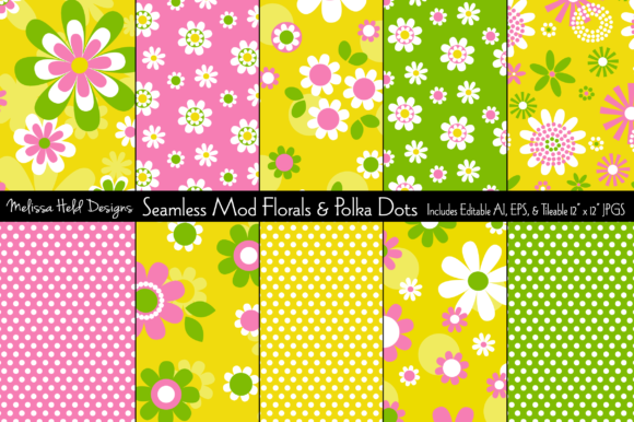 Seamless Mod Florals Polka Dots