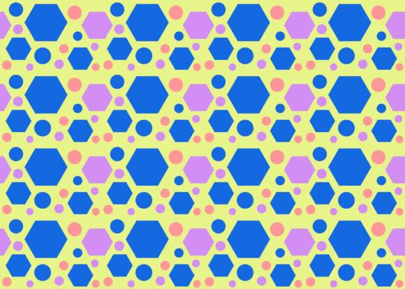 Seamless Pattern Hexagon Circle Blue