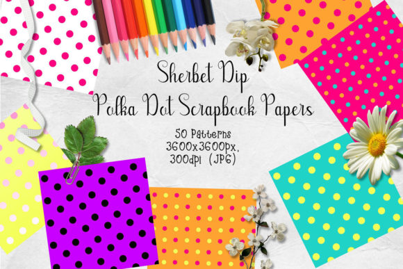 Sherbet Dip CU Scrapbook Papers - Polka